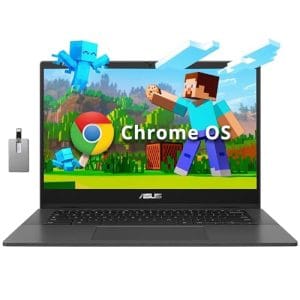 ASUS Chromebook CM1402 14" FHD Anti-Glare Laptop, MediaTek Kompanio 520, 4GB LPDDR4X, 64GB eMMC, HD Webcam, WiFi 6, Bluetooth, Chrome OS, Gravity Gray, 128GB Hotface USB Card