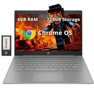 HP Chromebook 14" HD Laptop for Business & Students, Intel Celeron N4120, 4GB LPDDR4, 224GB Storage(64GB eMMC+160GB Docking Station), UHD Graphics, Webcam, Long Battery Life, Chrome OS, Modern Gray