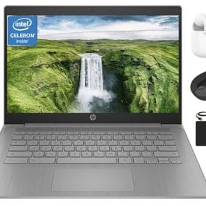 HP Chromebook Thin Laptop Student Business 2024, 14" HD Display, Quad-Core Intel Celeron N4120 Processor, 4GB RAM, 64GB eMMC, HD Webcam, WiFi, Long Battery, Chrome OS +HubxcelAccessory Gray
