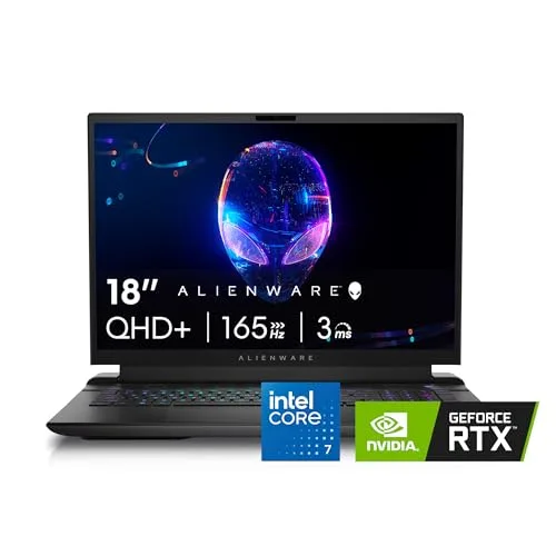 Alienware M18 Gaming Laptop - 18-inch QHD+ 165Hz 3ms Display, Intel Core i7-14700HX, 16GB DDR5 RAM, 1TB SSD, NVIDIA GeForce RTX 4070 8GB GDDR6, Windows 11 Home, Onsite Service - Dark Metallic Moon