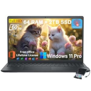 Dell Inspiron 15 3530 Touchscreen Laptop - Business & Student Laptop Computer, W/Office Lifetime & Win 11 Pro, Intel i5-1334U, 15.6" FHD Anti-Glare Display, External DVD Drive, 64GB RAM, 2TB SSD