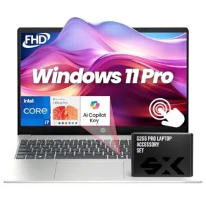 HP 15.6" FHD Touchscreen Laptop - Intel i7-1355U(10 Cores), Iris Xe Graphics, 32GB RAM, 2TB SSD, Win 11 Pro + Lifetime Office Pro, Wi-Fi 6, Bluetooth, Numeric Keyboard - w/Accessories (Natural Silver)