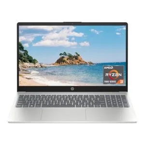 HP 15.6 inch Laptop, HD Touchscreen Display, AMD Ryzen 3 7320U, 8 GB RAM, 128 GB SSD, AMD Radeon Graphics, Windows 11 Home in S Mode, Natural Silver, 15- fc0099nr