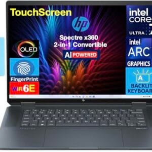 HP Spectre x360 AI Powered 2-in-1 Laptop 16.0" Touchscreen OLED 2.8K Display (Intel Ultra 7-155H, 32GB LPDDR5X, 2TB PCIe SSD, Backlit KB, Fingerprint, Win 11 Pro) w/DKZ USB Port Expander