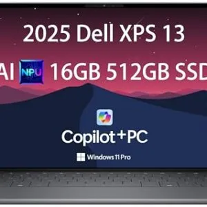 2025 Dell XPS 13 9345 Laptop, Copilot+ AI PC (13.4" FHD+ 120Hz, Snapdragon X Plus (> Intel i7-1355U), 16GB 8448MT/s RAM, 512GB SSD), Thin & Light, 27 Hours Battery Life, IR Webcam, Wi-Fi 7, Win 11 Pro