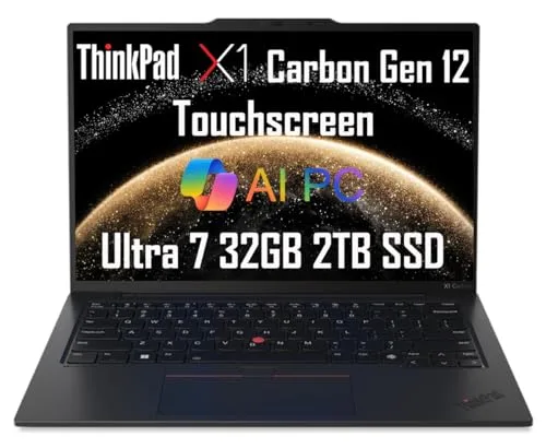 Lenovo Gen 12 ThinkPad X1 Carbon Laptop (14" FHD+ Touchscreen, Intel Core Ultra 7 155U, 32GB 6400MHz DDR5, 2TB SSD) Backlit, Fingerprint, IR Webcam, Thunderbolt 4, 3-Yr WRT, Win 11 Pro, 2025 AI PC