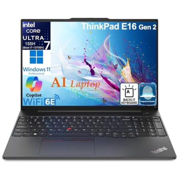 Lenovo ThinkPad E16 G2 Business Laptop Computer, Intel 16-Core Ultra 7 155H (Beat i7-13705H), 32GB DDR5, 1TB PCIe SSD, 16" FHD+, WiFi 6E, Backlit Keyboard, Fingerprint Reader, W11 Pro, Vent-Hear