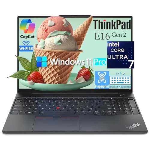 Lenovo ThinkPad E16 Gen 2 Business Laptop, Intel 16-Core Ultra 7 155H (Beat i7-13705H), 32GB DDR5 RAM, 1TB PCIe SSD, 16" FHD+ Computer, WiFi 6E, Backlit KB, Fingerprint Reader, Windows 11 Pro, Wendbo
