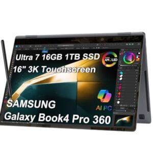 Samsung Galaxy Book4 Pro 360 2 in 1 AI PC Laptop (16" 3K AMOLED Touchscreen, Intel Core Ultra 7 155H (> i7-13700H), 16GB DDR5, 1TB SSD, S Pen) for Creator, Designer, FP, Win 11 Pro, NP960QGK, 2025
