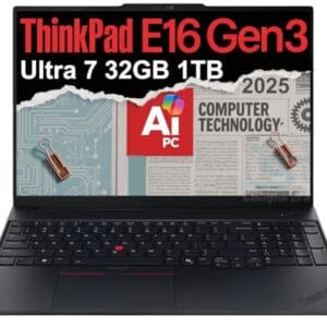 Lenovo ThinkPad E16 Gen 3 Business AI PC Laptop (16" FHD+ Anti-Glare, Intel 16-Core Ultra 7 255H (> i7-13700H), 32GB DDR5 RAM, 1TB SSD) Fingerprint, 5MP Webcam, Thunderbolt 4, Win 11 Pro, 2025