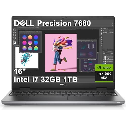 Dell Precision 7000 7680 Mobile Workstation Laptop (NVIDIA RTX 2000 Ada 8GB, 16" FHD+, Intel Core i7-13850HX (> Ultra 7-155U), 32GB LPCAMM2 DDR5, 1TB SSD) Pro Max for Engineer, Designer, Win 11 Pro