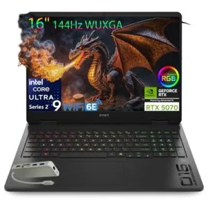 HP OMEN 16" 144Hz WUXGA Slim Gaming Laptop, Intel 16-Core Ultra 9 285H, GeForce RTX 5070 Computer, 32GB DDR5 RAM, 1TB PCIe SSD, AI Boost, WiFi 6E, RGB Backlit KB, FHD Webcam, Windows 11, Type-C Hub