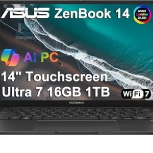 ASUS Zenbook 14 OLED Touchscreen AI PC Laptop,14" FHD+, Intel Ultra 7 255H, 16GB DDR5, 1TB SSD,16-Core (> i9-13900H), Backlit, 2x Thunderbolt 4, Wi-Fi 7, IR Webcam, 18-Hr Battery, Win 11 Pro, UX3405
