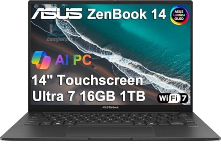 ASUS Zenbook 14 OLED Touchscreen AI PC Laptop,14" FHD+, Intel Ultra 7 255H, 16GB DDR5, 1TB SSD,16-Core (> i9-13900H), Backlit, 2x Thunderbolt 4, Wi-Fi 7, IR Webcam, 18-Hr Battery, Win 11 Pro, UX3405