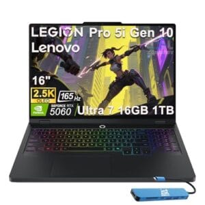 Lenovo Legion 5 Pro 5i Gen 10 Gaming Laptop (16" 2.5K OLED G-SYNC 165Hz, NVIDIA RTX 5060, Intel Core Ultra 7 255HX, 16GB DDR5, 1TB SSD), 24-Zone RGB Backlit, Wi-Fi 7, IST Hub, 5MP Webcam, Win 11 Home