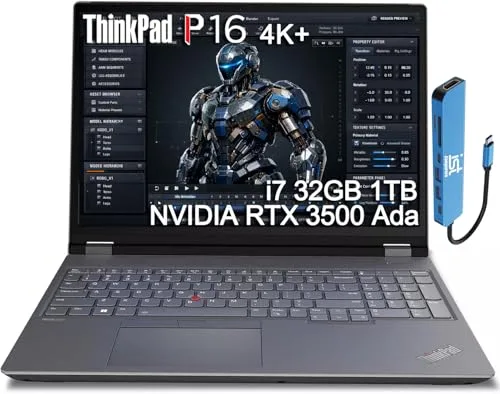 Lenovo ThinkPad P16 Mobile Workstation Laptop (16" 4K UHD+, NVIDIA RTX 3500 Ada 12GB, Intel Core i7-14700HX, 32GB DDR5, 1TB SSD) for Engineer, Designer, Architect, Fingerprint, IST Hub, Win 11 Pro