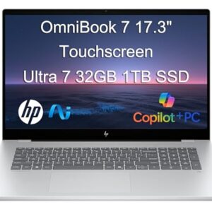 HP OmniBook 7 (Next Gen Envy 17) AI Laptop (17.3" FHD Touchscreen, Intel Core Ultra 7 258V, 32GB DDR5, 1TB SSD, ARC 140V GPU (16GB)), Copilot+ PC for Business, Designer, 5MP IR Webcam, Win 11 Home