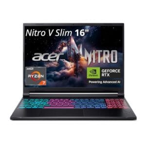 Acer Nitro V Slim ANV16S-41-R3Q0 Gaming Laptop | 16" WQXGA IPS | NVIDIA GeForce RTX 5070 | AMD Ryzen Processor | 16GB RAM | 512GB SSD | WiFi 6E | Backlit Keyboard | HDMI | USB4 | RJ-45 | Win 11 Home