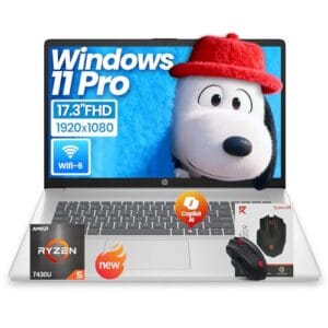 HP 17 inch laptops, AMD Ryzen 5 7430U(Beats i7-1165G7), 20GB RAM 512GB NVMe SSD Windows 11 Pro, 17.3" FHD IPS, Copilot AI, Numeric Keyboard, Type-c, Patented KB Kit