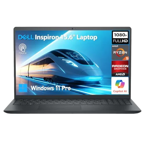Dell Laptop 15, Inspiron 15.6" FHD IPS Touchscreen, AMD Ryzen 5 6-Core Processor, 32GB RAM, 1TB SSD, Windows 11 Pro, Business & Student Laptop, USB-C, HDMI, Numeric Keypad, Black