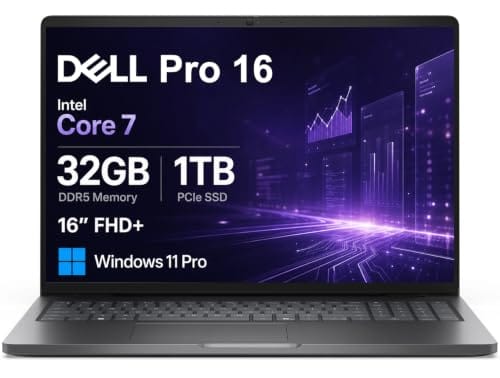 Dell Pro 16 PC16250 (Next Gen Latitude 5550) Business Laptop, 16" FHD+, Anti-Glare, Intel Core 7 150U (> Ultra 7 165U), 32GB DDR5, 1TB SSD, Thunderbolt 4, Ethernet, Numeric KB, Fast Charge, Win 11 Pro