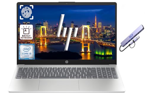 HP 15.6" Business Laptop Computer with AI Copilot, Intel 10-Core i5-1334U Processor, 16GB RAM 768GB Storage (256GB SSD+512GB External Docking Set), Win 11 Pro, FP Reader, Backlit Keyboard, Silver